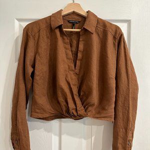 Marissa Webb Linen Cropped Shirt